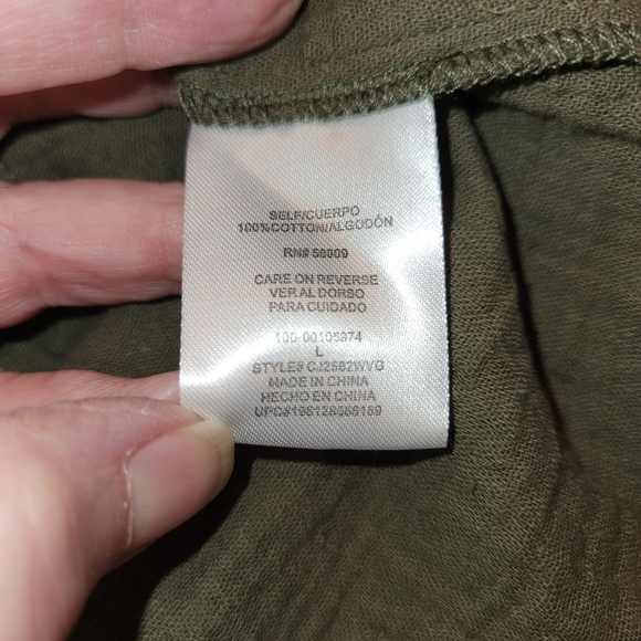 NWT Copper Key Olive Long Sleeve Peplum Top Size L Crinkle Cotton Fabric Soft - Picture 13 of 14